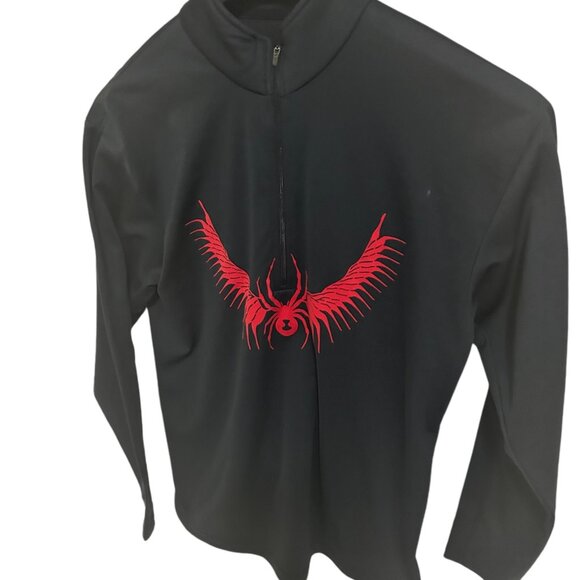 Spyder Men's Size Medium Pullover Sweater Half Zip Unique Black Red - Picture 2 of 6